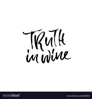 Truth in wine. Vector illustration . Calligraphic banner. Modern dry brush lettering. In vino veritas.